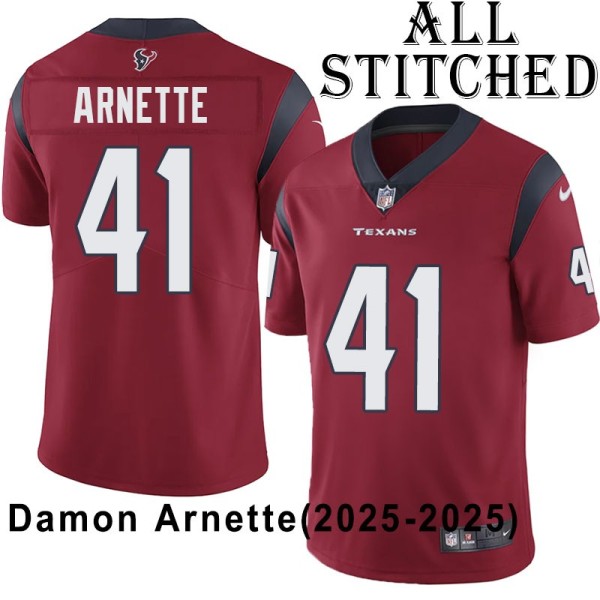 Red Embroidered Damon Arnette Jersey Houston Texans #41 Stitched Jerseys