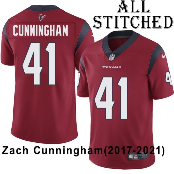 Red Embroidered Zach Cunningham Jersey Houston Texans #41 Stitched Jerseys