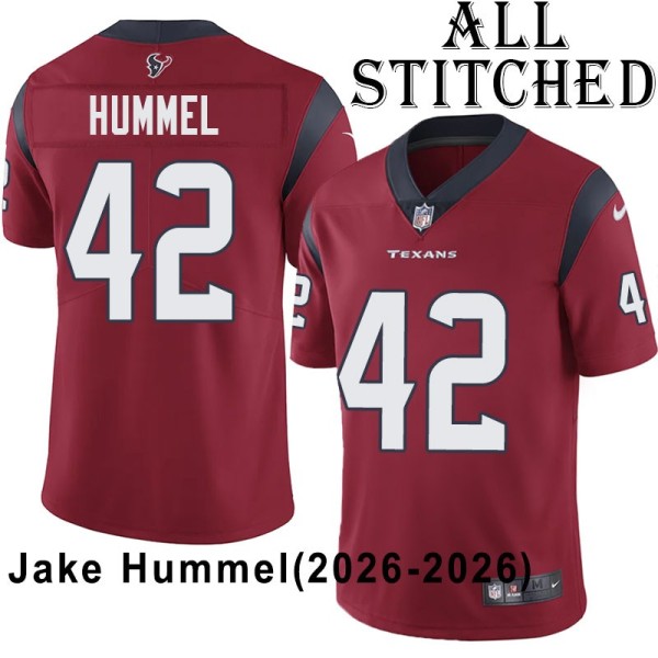 Red Embroidered Jake Hummel Jersey Houston Texans #42 Stitched Jerseys