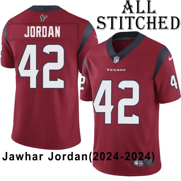 Red Embroidered Jawhar Jordan Jersey Houston Texans #42 Stitched Jerseys