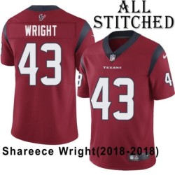 Red Embroidered Shareece Wright Jersey Houston Texans #43 Stitched Jerseys