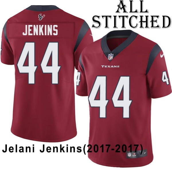 Red Embroidered Jelani Jenkins Jersey Houston Texans #44 Stitched Jerseys