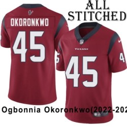 Red Embroidered Ogbonnia Okoronkwo Jersey Houston Texans #45 Stitched Jerseys