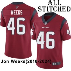 Red Embroidered Jon Weeks Jersey Houston Texans #46 Stitched Jerseys