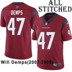 Red Embroidered Will Demps Jersey Houston Texans #47 Stitched Jerseys