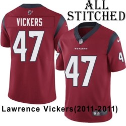Red Embroidered Lawrence Vickers Jersey Houston Texans #47 Stitched Jerseys