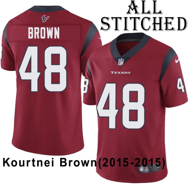 Red Embroidered Kourtnei Brown Jersey Houston Texans #48 Stitched Jerseys