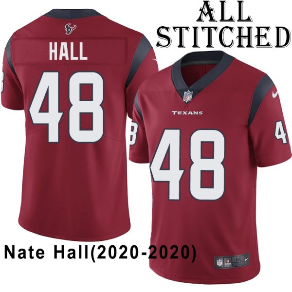 Red Embroidered Nate Hall Jersey Houston Texans #48 Stitched Jerseys