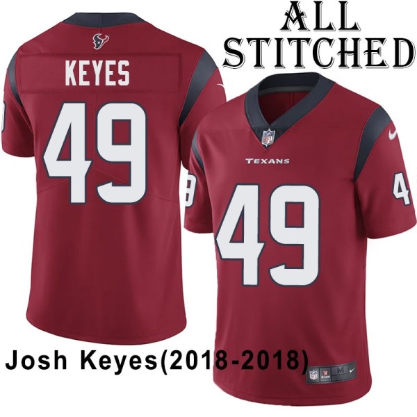 Red Embroidered Josh Keyes Jersey Houston Texans #49 Stitched Jerseys