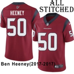 Red Embroidered Ben Heeney Jersey Houston Texans #50 Stitched Jerseys
