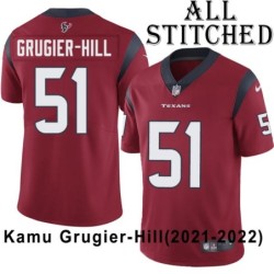 Red Embroidered Kamu Grugier-Hill Jersey Houston Texans #51 Stitched Jerseys