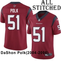 Red Embroidered DaShon Polk Jersey Houston Texans #51 Stitched Jerseys
