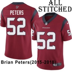 Red Embroidered Brian Peters Jersey Houston Texans #52 Stitched Jerseys