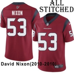 Red Embroidered David Nixon Jersey Houston Texans #53 Stitched Jerseys