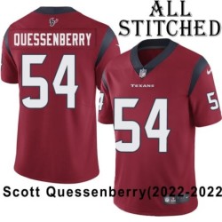 Red Embroidered Scott Quessenberry Jersey Houston Texans #54 Stitched Jerseys