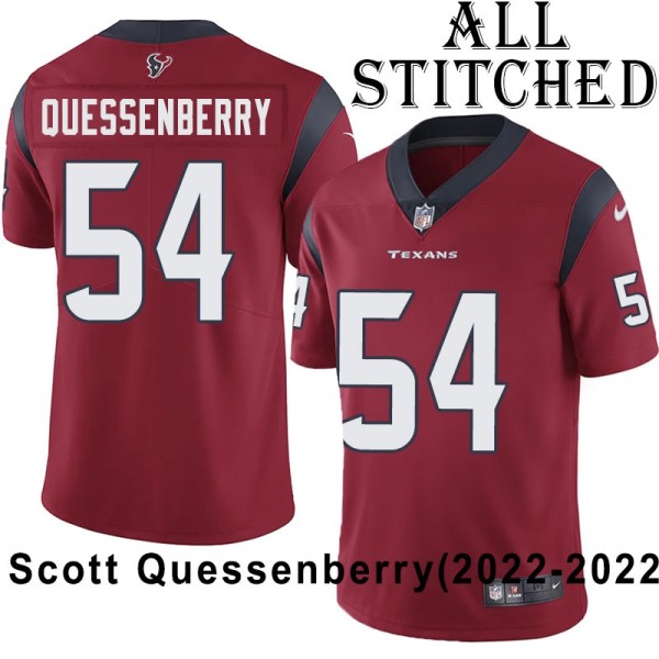 Red Embroidered Scott Quessenberry Jersey Houston Texans #54 Stitched Jerseys