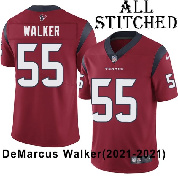 Red Embroidered DeMarcus Walker Jersey Houston Texans #55 Stitched Jerseys