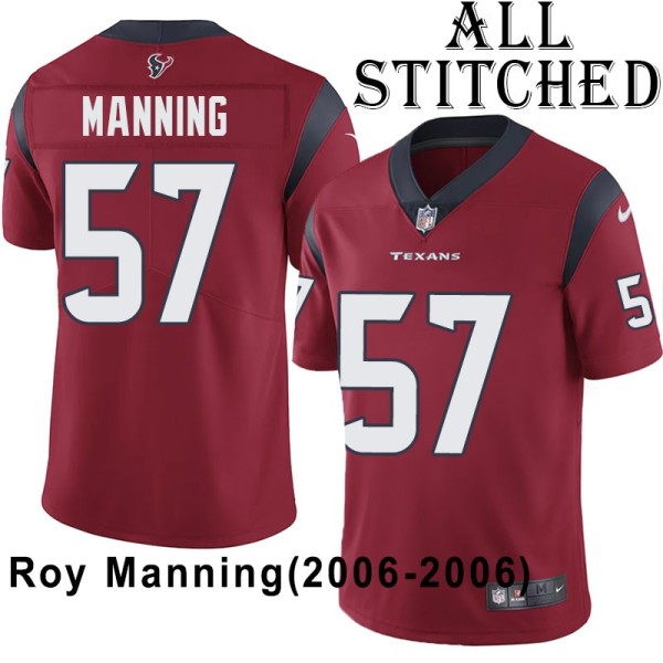 Red Embroidered Roy Manning Jersey Houston Texans #57 Stitched Jerseys