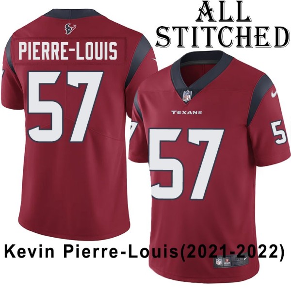 Red Embroidered Kevin Pierre-Louis Jersey Houston Texans #57 Stitched Jerseys