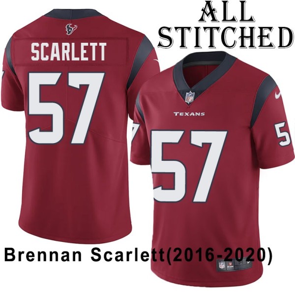 Red Embroidered Brennan Scarlett Jersey Houston Texans #57 Stitched Jerseys