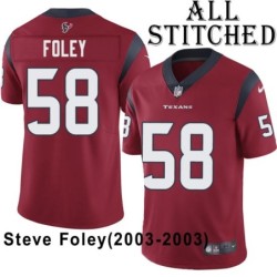 Red Embroidered Steve Foley Jersey Houston Texans #58 Stitched Jerseys