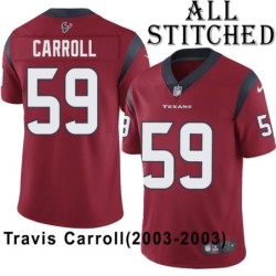 Red Embroidered Travis Carroll Jersey Houston Texans #59 Stitched Jerseys