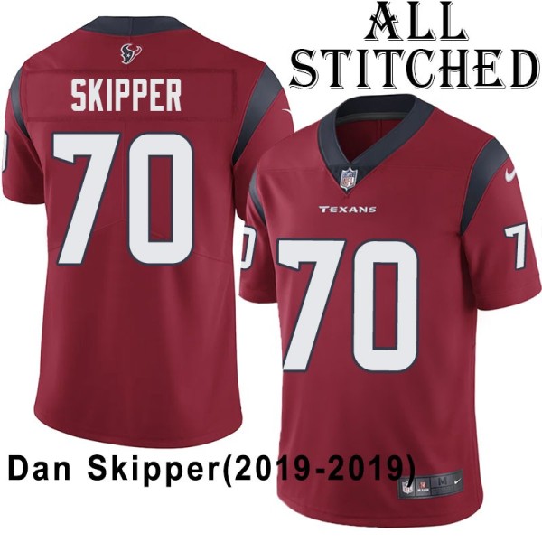 Red Embroidered Dan Skipper Jersey Houston Texans #70 Stitched Jerseys