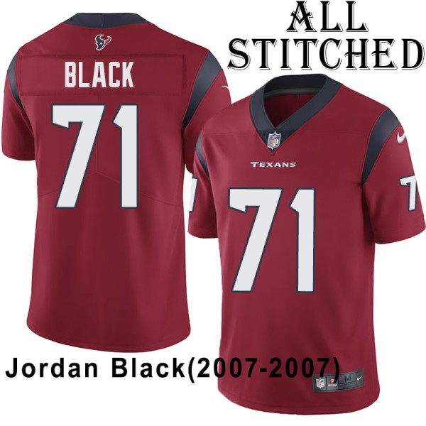 Red Embroidered Jordan Black Jersey Houston Texans #71 Stitched Jerseys