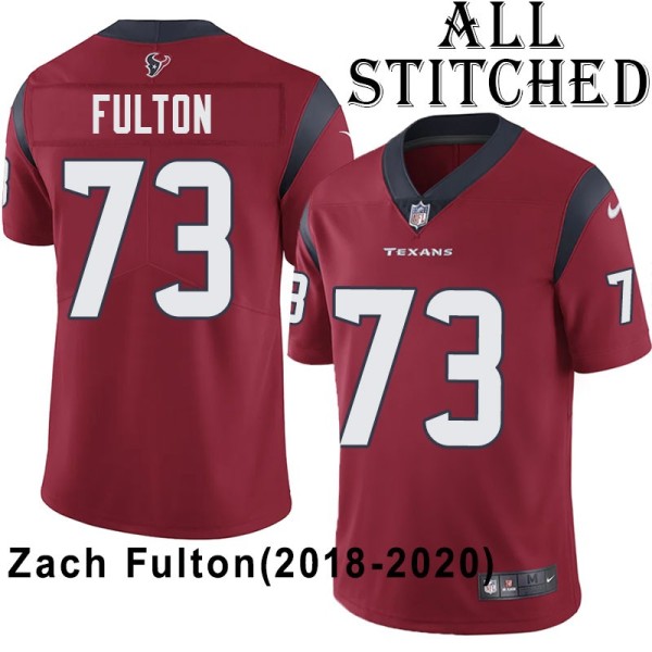 Red Embroidered Zach Fulton Jersey Houston Texans #73 Stitched Jerseys