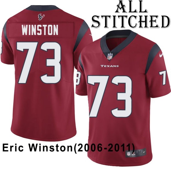 Red Embroidered Eric Winston Jersey Houston Texans #73 Stitched Jerseys