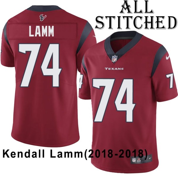 Red Embroidered Kendall Lamm Jersey Houston Texans #74 Stitched Jerseys