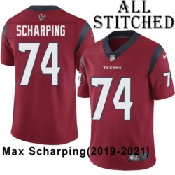 Red Embroidered Max Scharping Jersey Houston Texans #74 Stitched Jerseys