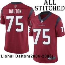 Red Embroidered Lional Dalton Jersey Houston Texans #75 Stitched Jerseys