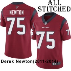 Red Embroidered Derek Newton Jersey Houston Texans #75 Stitched Jerseys
