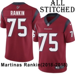 Red Embroidered Martinas Rankin Jersey Houston Texans #75 Stitched Jerseys