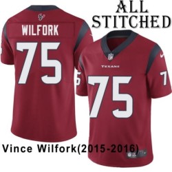 Red Embroidered Vince Wilfork Jersey Houston Texans #75 Stitched Jerseys