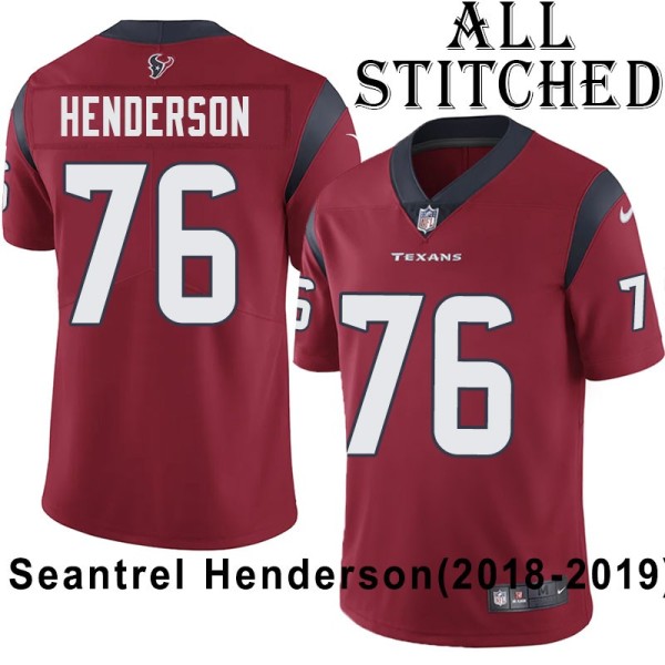 Red Embroidered Seantrel Henderson Jersey Houston Texans #76 Stitched Jerseys
