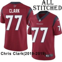 Red Embroidered Chris Clark Jersey Houston Texans #77 Stitched Jerseys