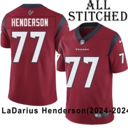 Red Embroidered LaDarius Henderson Jersey Houston Texans #77 Stitched Jerseys