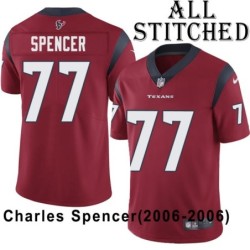 Red Embroidered Charles Spencer Jersey Houston Texans #77 Stitched Jerseys