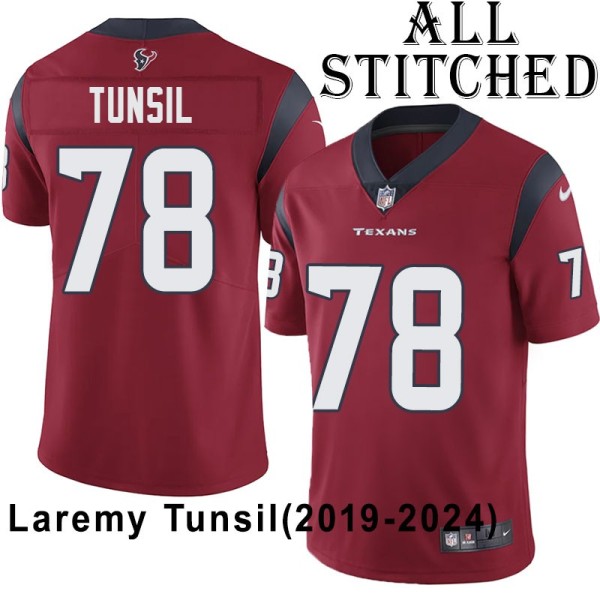Red Embroidered Laremy Tunsil Jersey Houston Texans #78 Stitched Jerseys