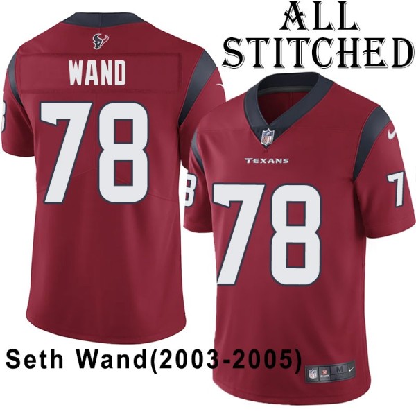 Red Embroidered Seth Wand Jersey Houston Texans #78 Stitched Jerseys