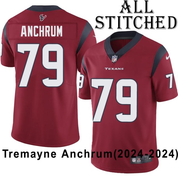 Red Embroidered Tremayne Anchrum Jersey Houston Texans #79 Stitched Jerseys