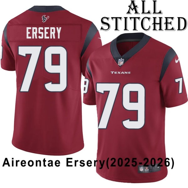 Red Embroidered Aireontae Ersery Jersey Houston Texans #79 Stitched Jerseys