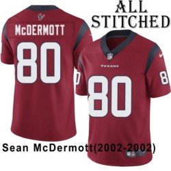 Red Embroidered Sean McDermott Jersey Houston Texans #80 Stitched Jerseys