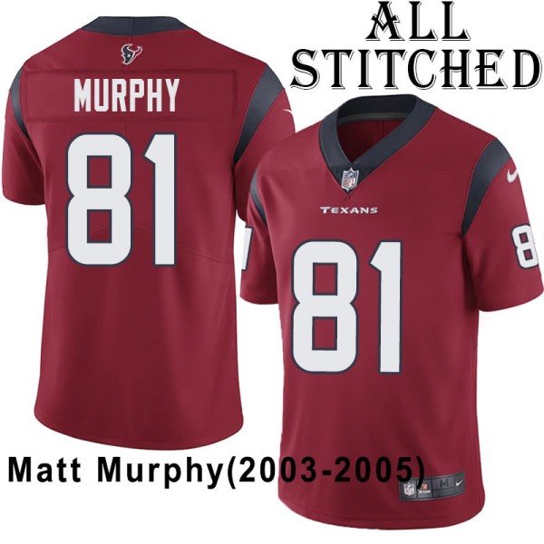 Red Embroidered Matt Murphy Jersey Houston Texans #81 Stitched Jerseys