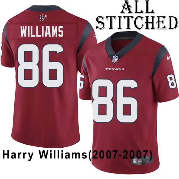 Red Embroidered Harry Williams Jersey Houston Texans #86 Stitched Jerseys