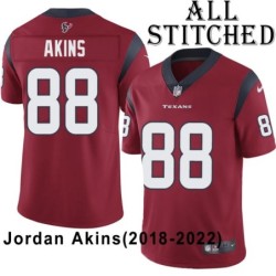 Red Embroidered Jordan Akins Jersey Houston Texans #88 Stitched Jerseys