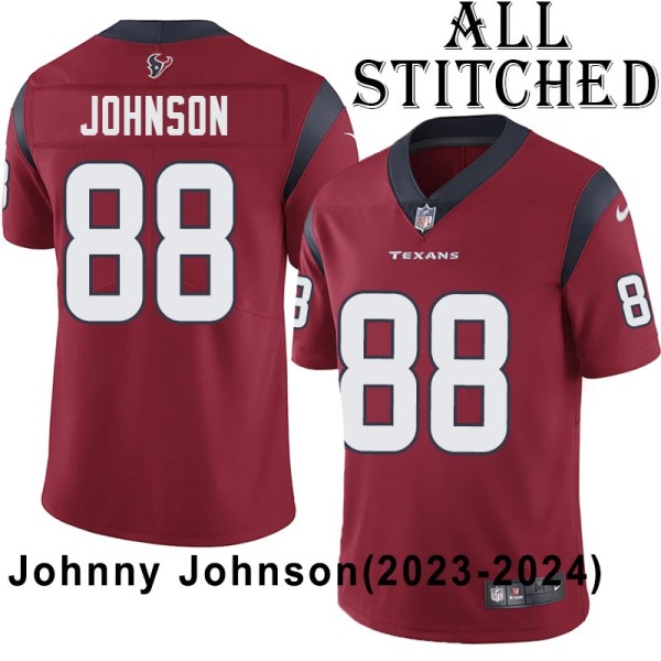 Red Embroidered Johnny Johnson Jersey Houston Texans #88 Stitched Jerseys
