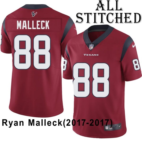 Red Embroidered Ryan Malleck Jersey Houston Texans #88 Stitched Jerseys